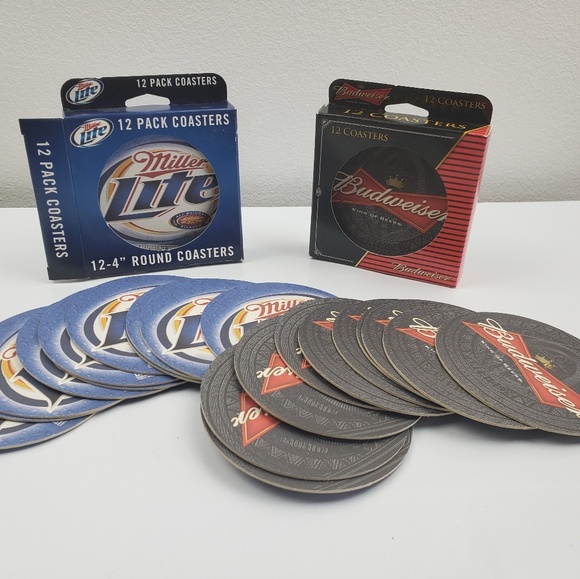 BUDWEISER & MILLER LITE COASTERS - Picture 4 of 4
